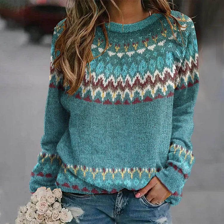 Bella - Retro Wave Print Sweater