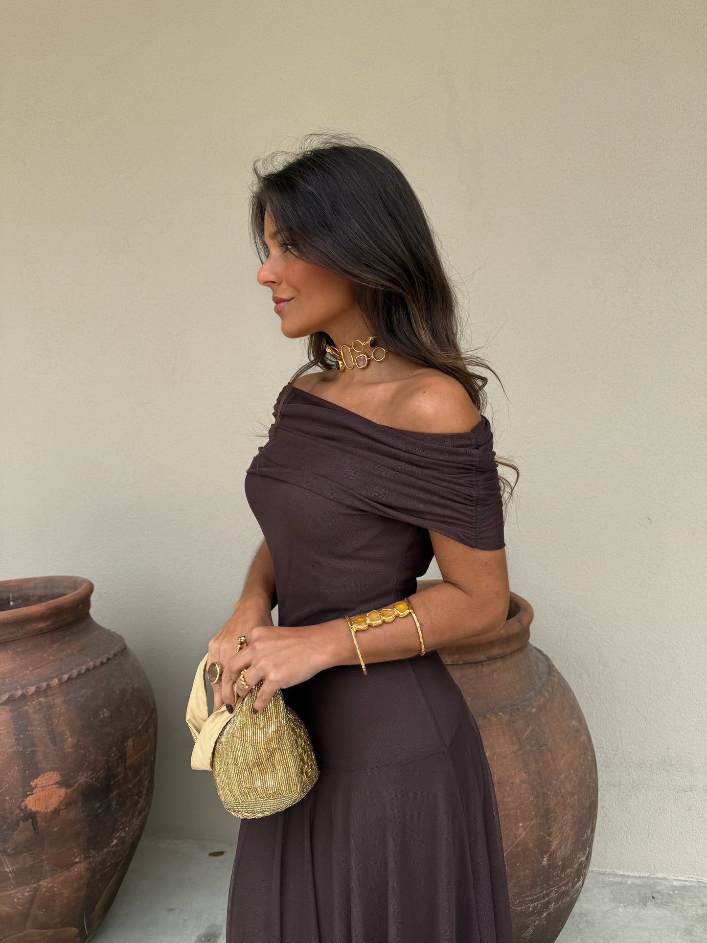 Francisca - Elegant Off-Shoulder Maxi Dress