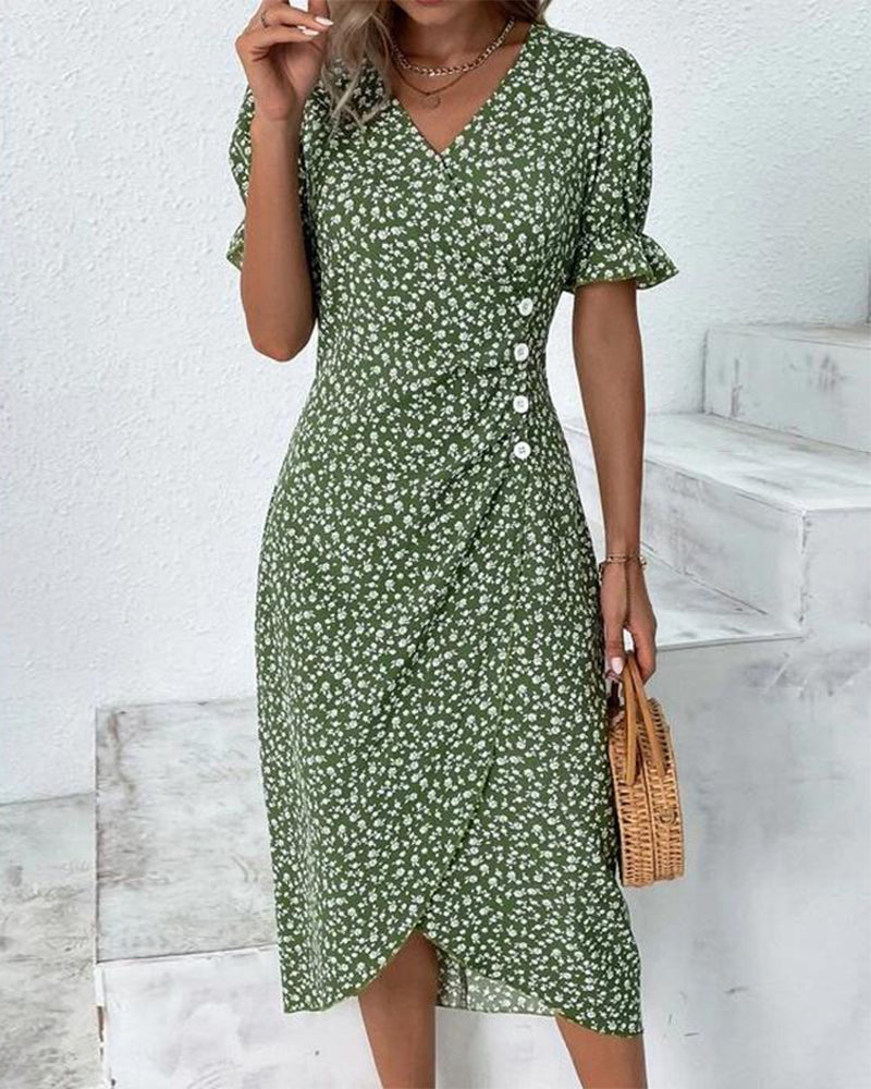 Daysi - Floral Print V-Neck Dress