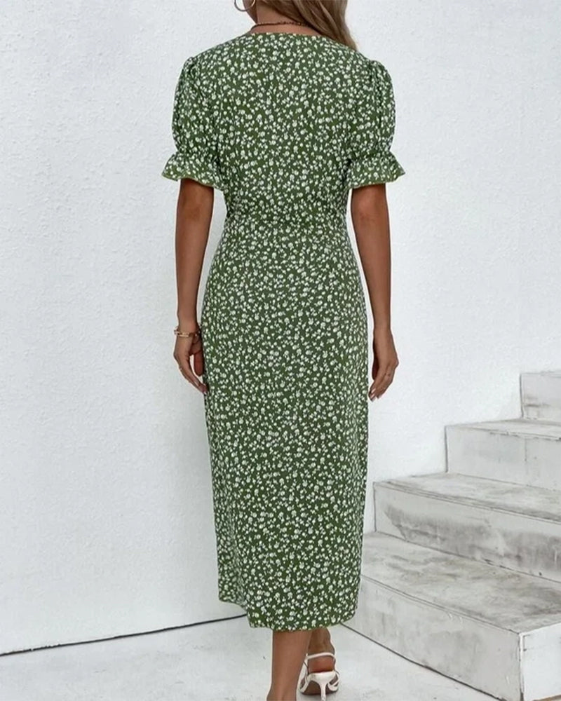 Daysi - Floral Print V-Neck Dress