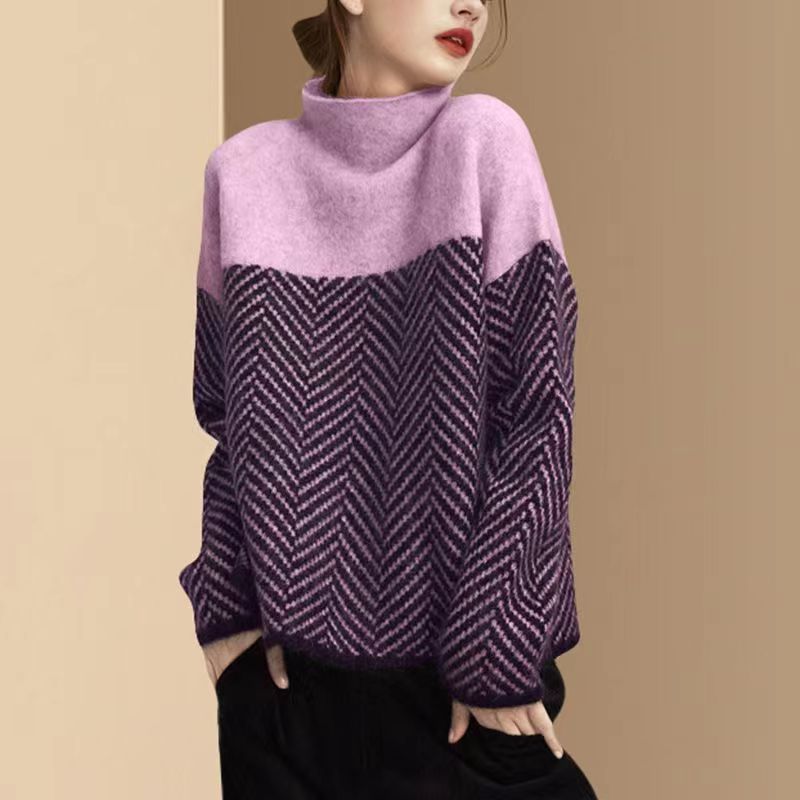 Alicia - Cotton jumper with high collar