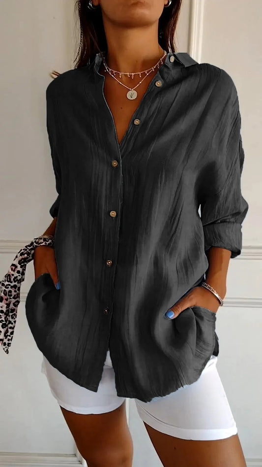 Eyén™ - Pleated Button-Up Shirt