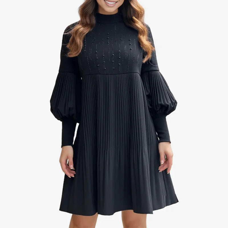 Reina - Short Puff Sleeve Long-Sleeve Dress