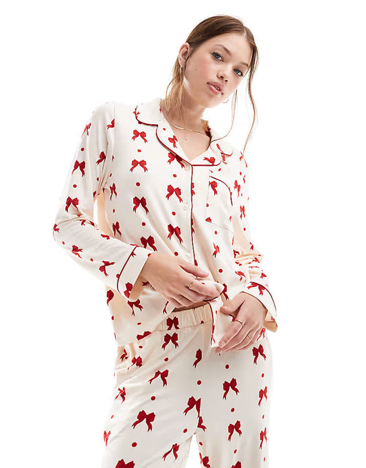 RibbonDreams™ - Red Bow Pyjama Set