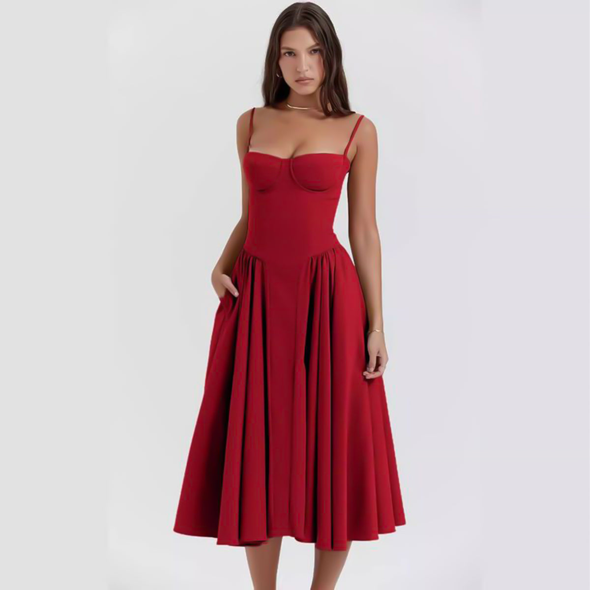 Brisa - Ballerina Twill Corset Midi Dress