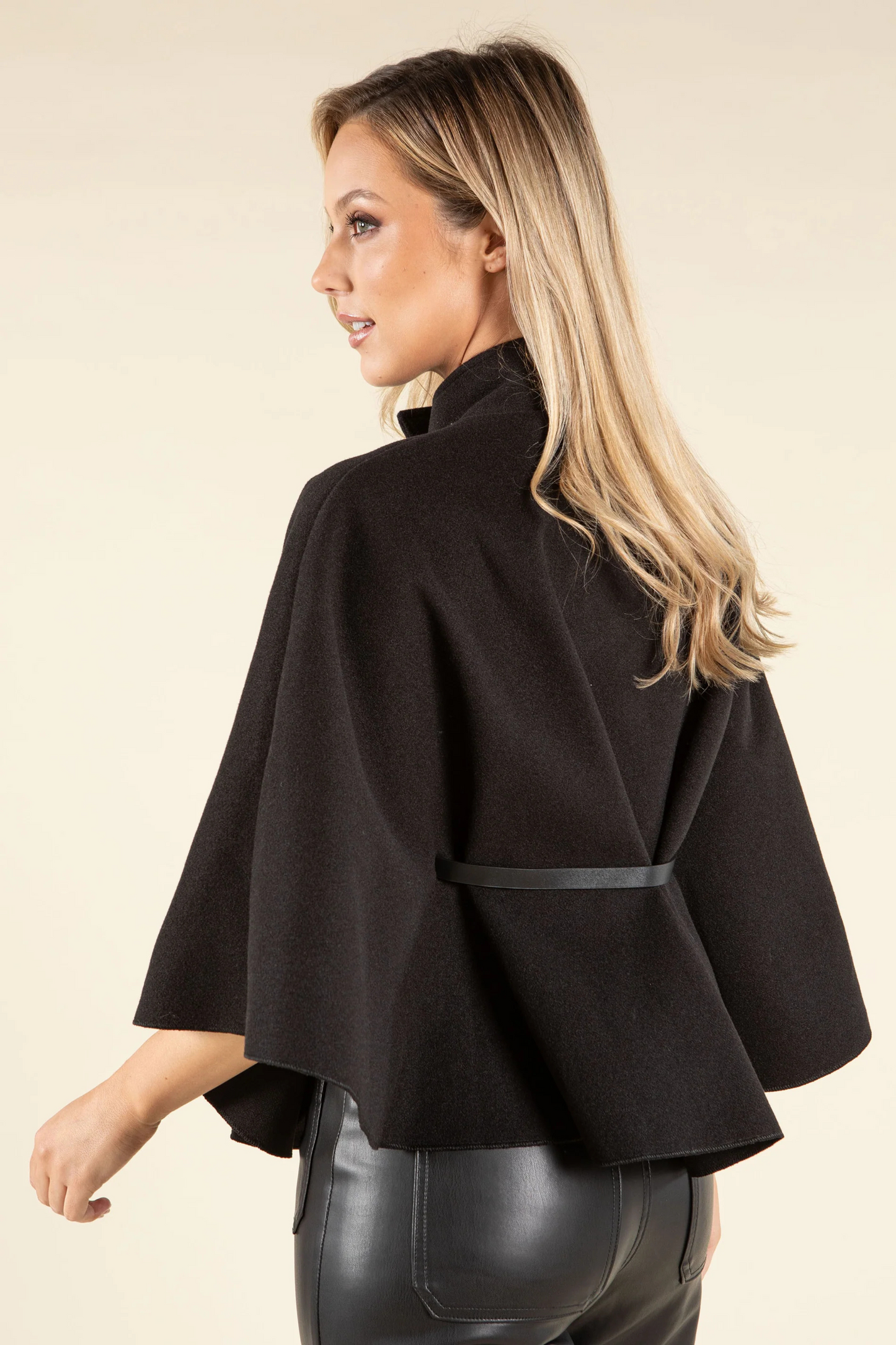 Lyana - Cape Coat with Belt for Autumn