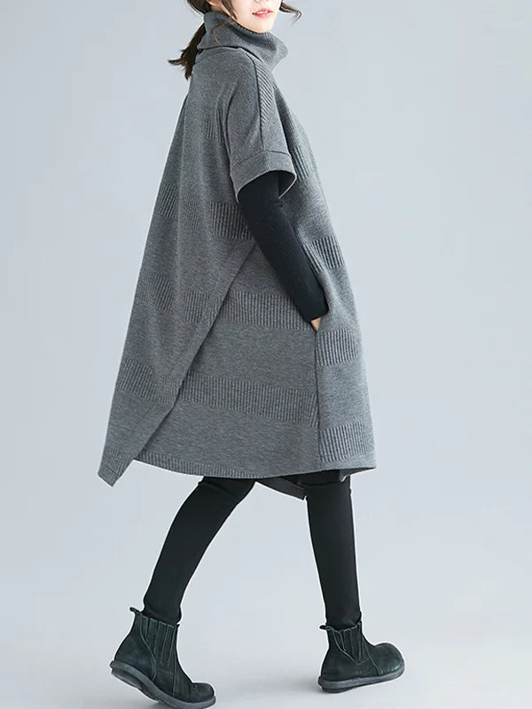 Bega - Irregular High-Neck Loose Collar Dress