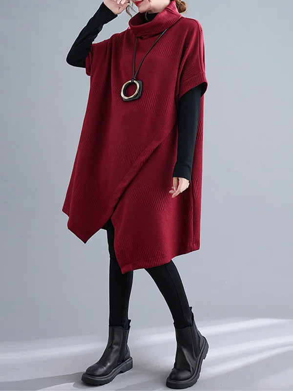 Bega - Irregular High-Neck Loose Collar Dress