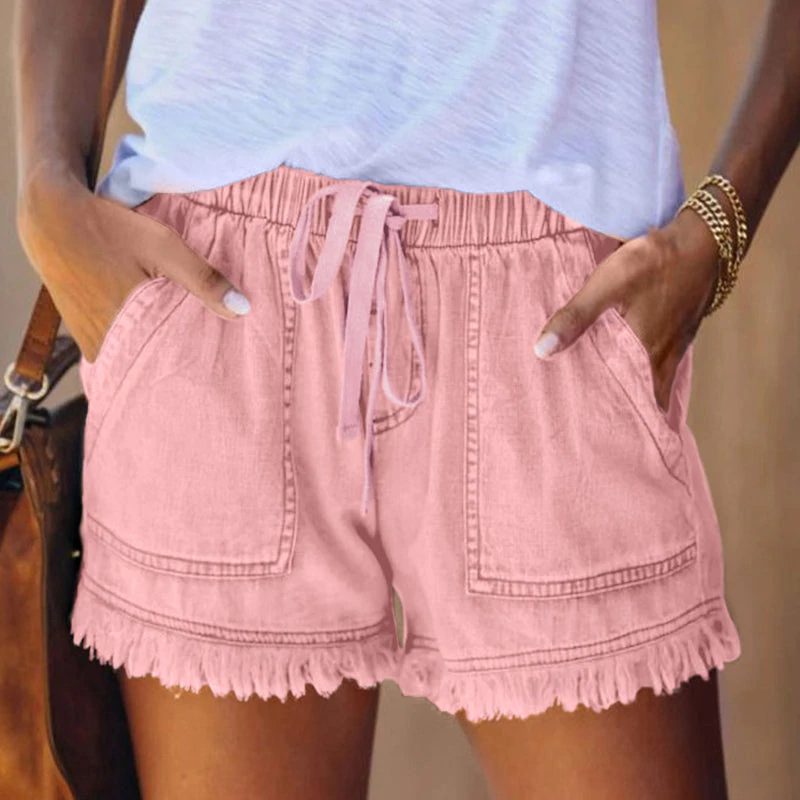 Amiyah - High-Waisted Denim Shorts