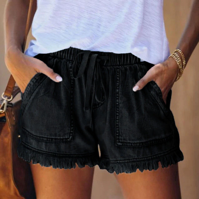 Amiyah - High-Waisted Denim Shorts