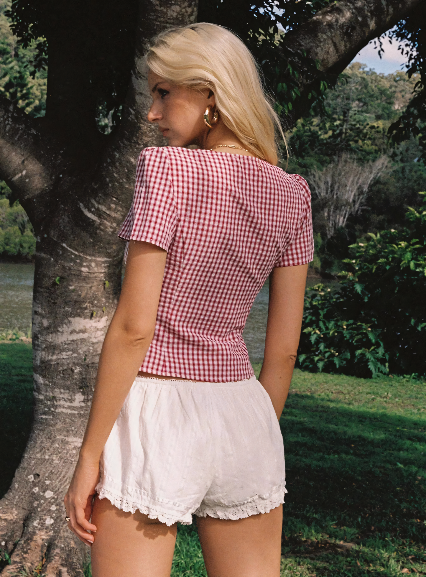 Collins - Red and white checked top