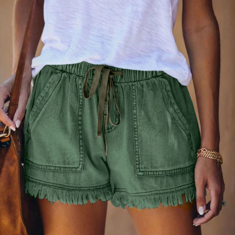 Amiyah - High-Waisted Denim Shorts