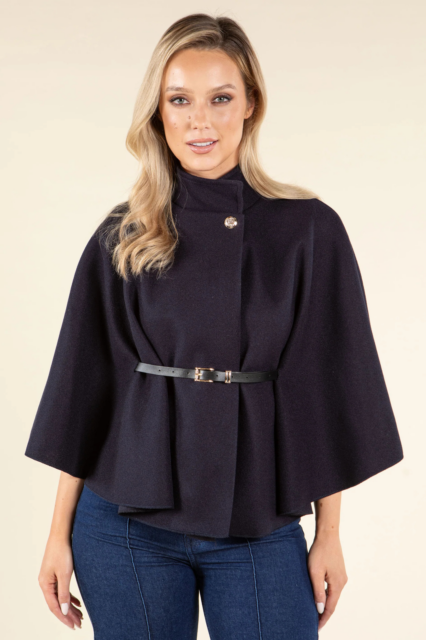 Lyana - Cape Coat with Belt for Autumn