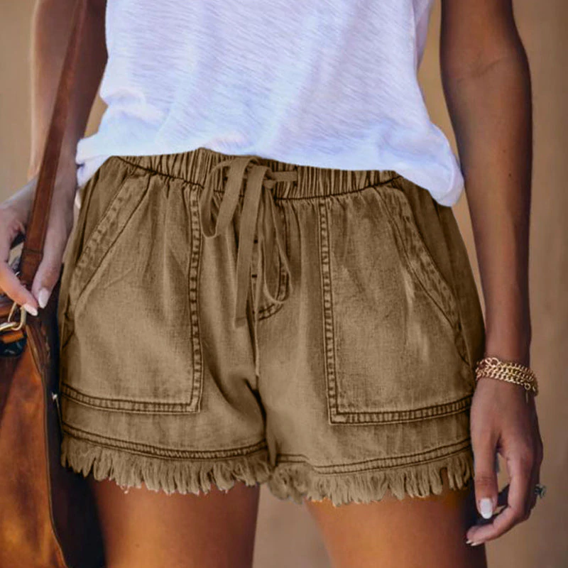 Amiyah - High-Waisted Denim Shorts