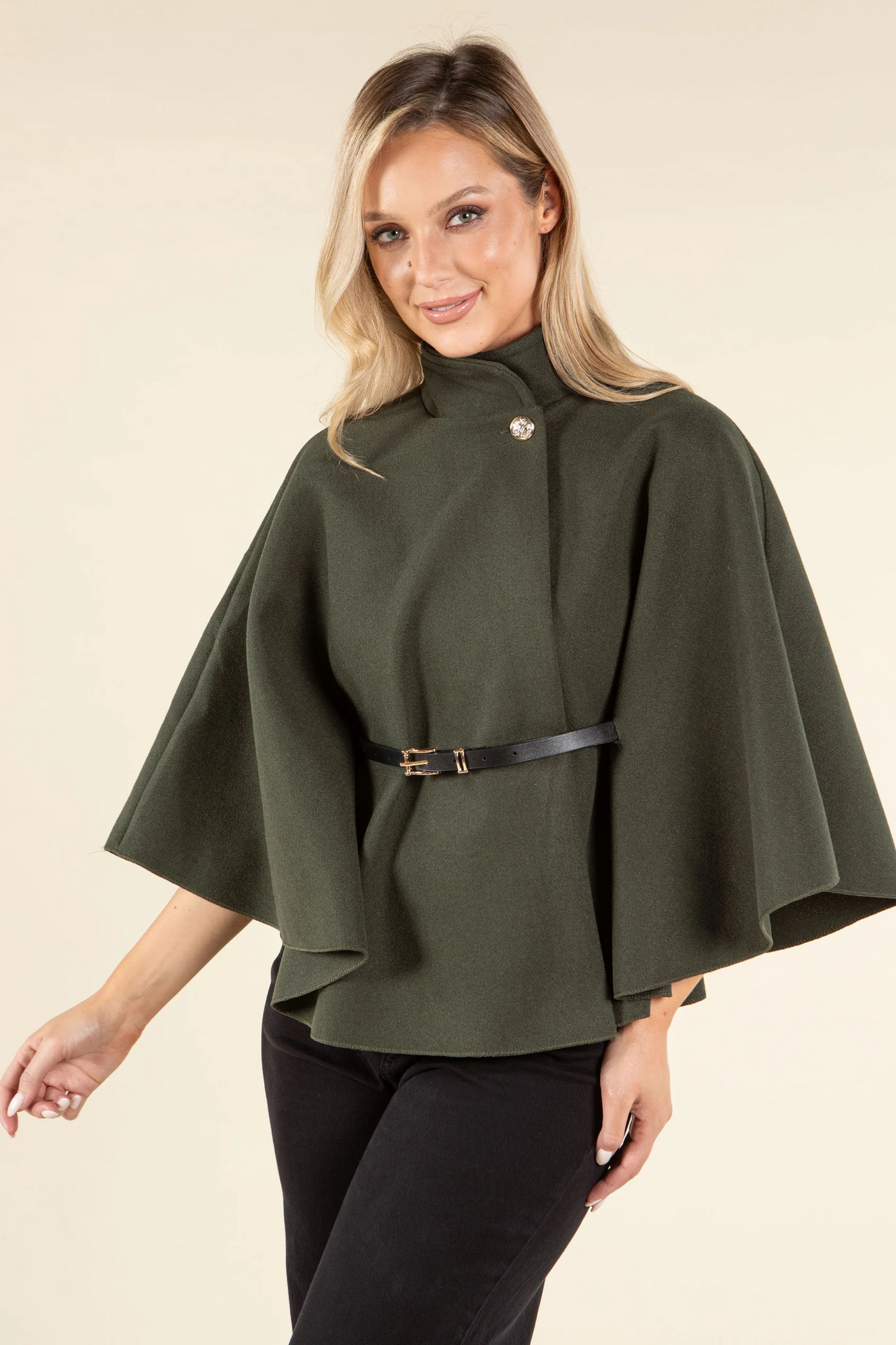 Lyana - Cape Coat with Belt for Autumn