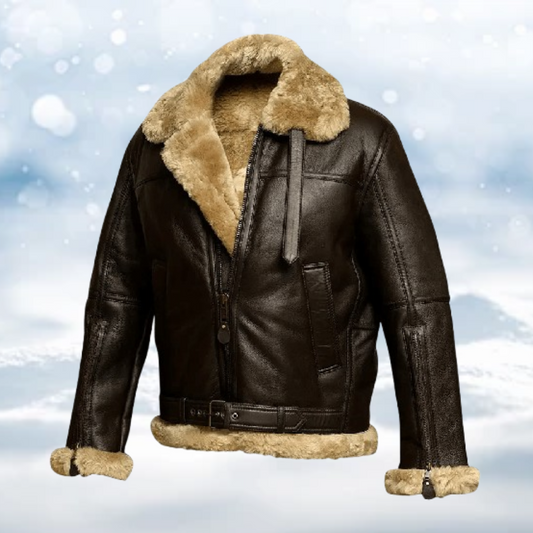 Rocky™ - Men's Leather Jacket with Fleece Lining for Winter