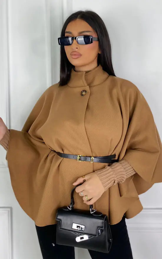 Lyana - Cape Coat with Belt for Autumn