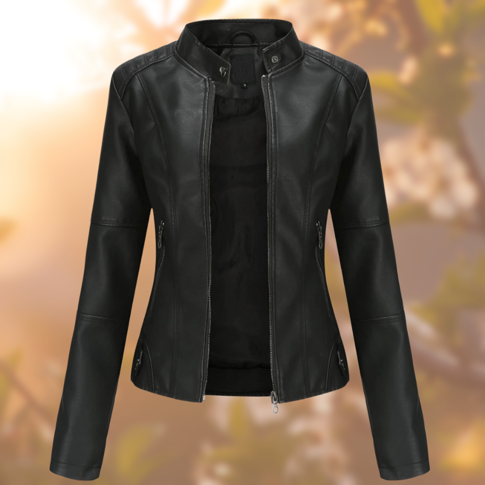 Cara - Biker-Style Leather Jacket for Women