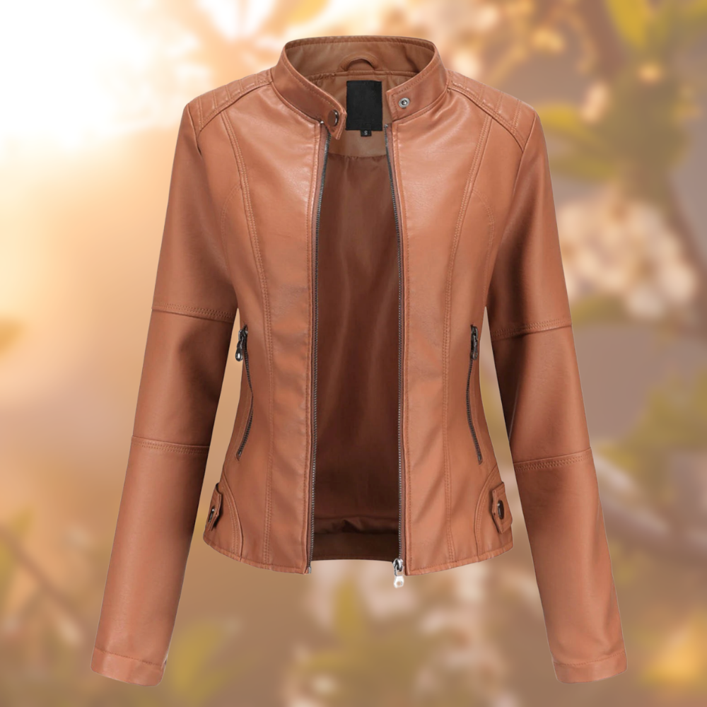 Cara - Biker-Style Leather Jacket for Women
