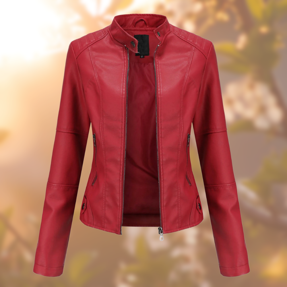 Cara - Biker-Style Leather Jacket for Women