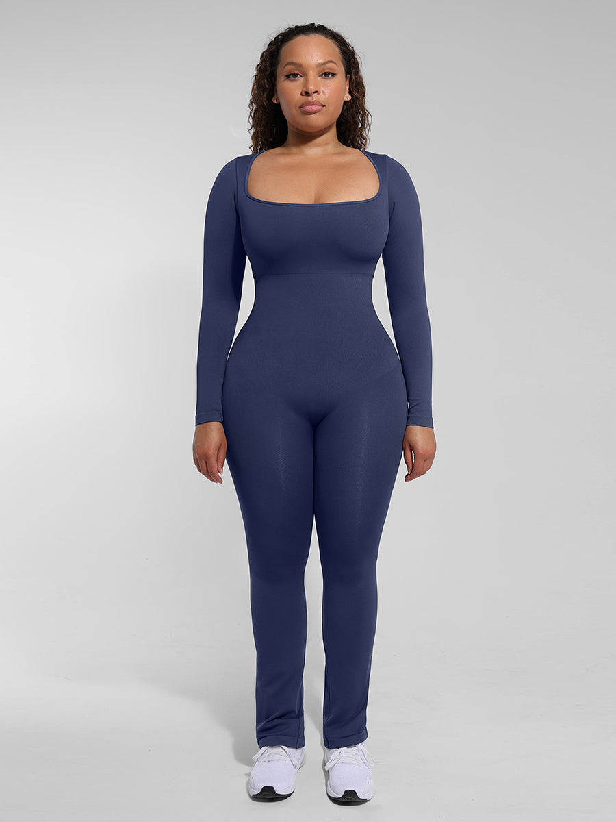 Brooke - Long Sleeve Tummy Control Flared Jumpsuit