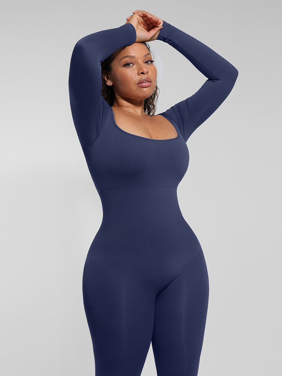 Brooke - Long Sleeve Tummy Control Flared Jumpsuit