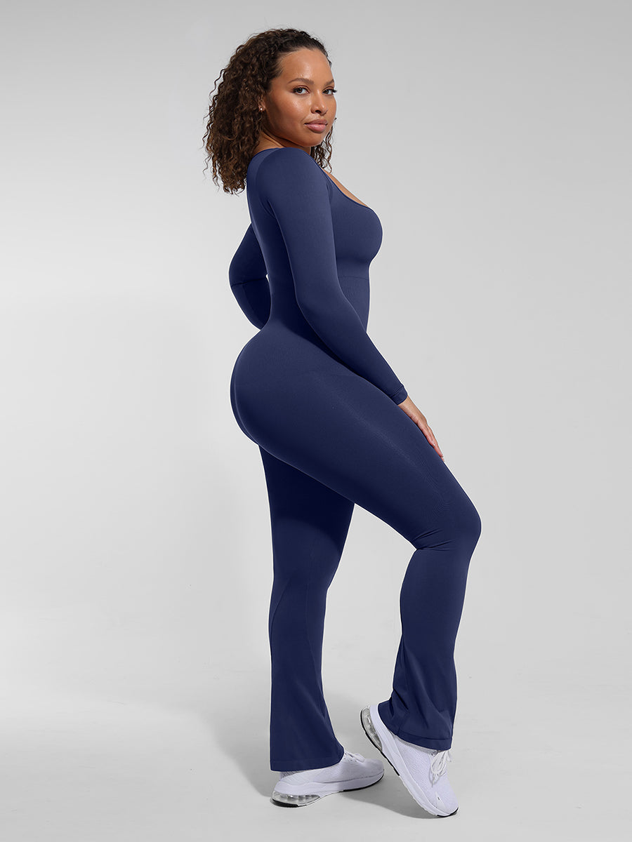 Brooke - Long Sleeve Tummy Control Flared Jumpsuit
