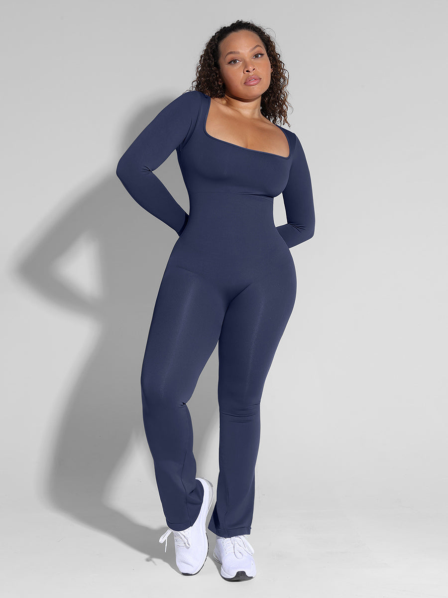 Brooke - Long Sleeve Tummy Control Flared Jumpsuit