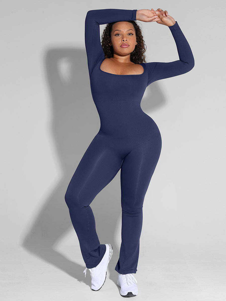 Brooke - Long Sleeve Tummy Control Flared Jumpsuit