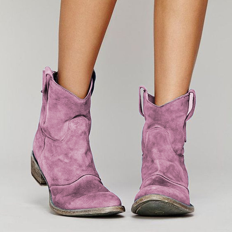 Violet - Cowboy-Style Ankle Boots