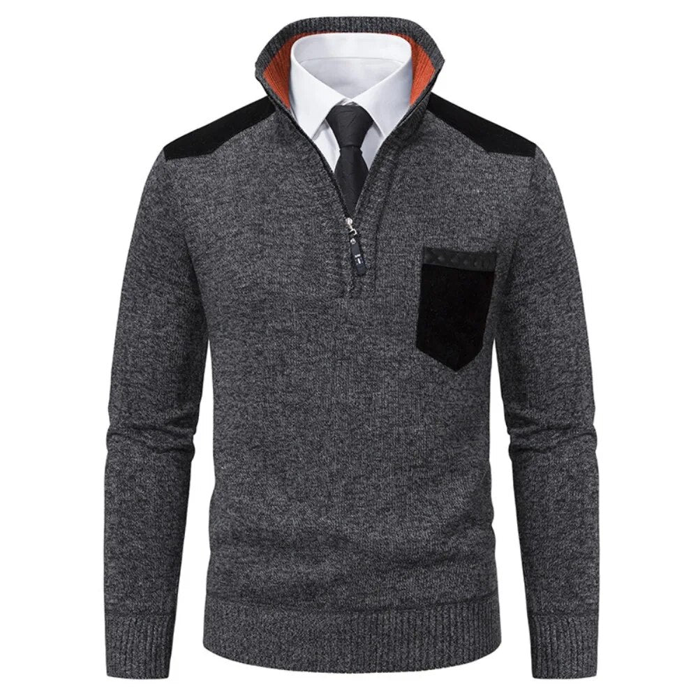 Carmine - Retro Jumper with Zip and High Neck