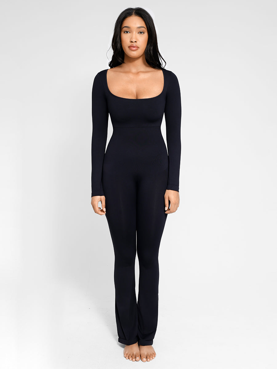 Brooke - Long Sleeve Tummy Control Flared Jumpsuit