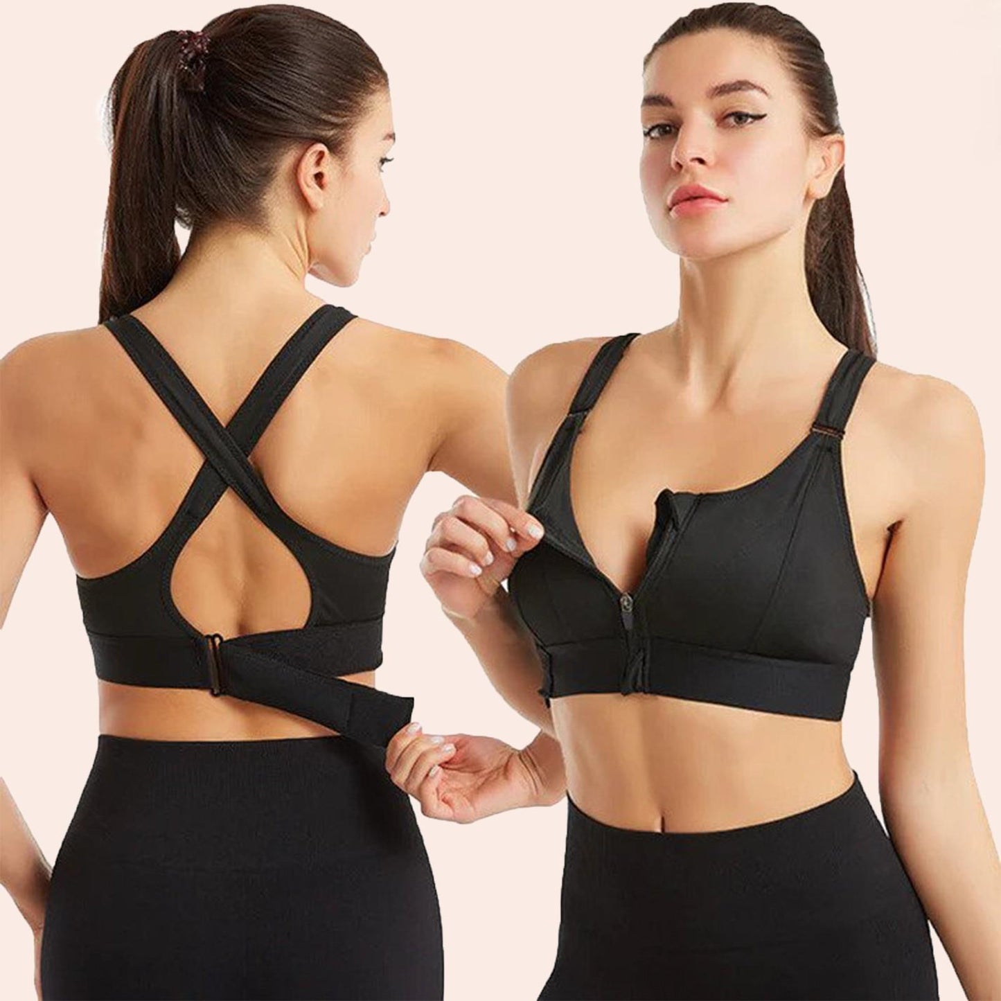 Ebba - Front-Zip Sports Bra