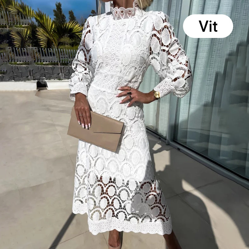Nila - Long Lace Dress in French Style