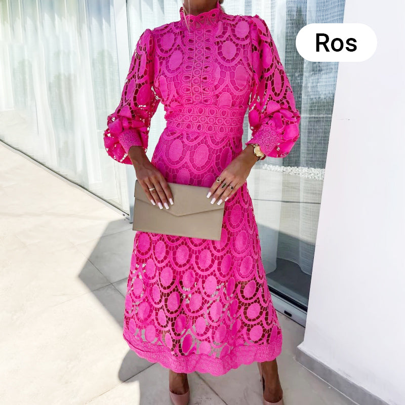 Nila - Long Lace Dress in French Style