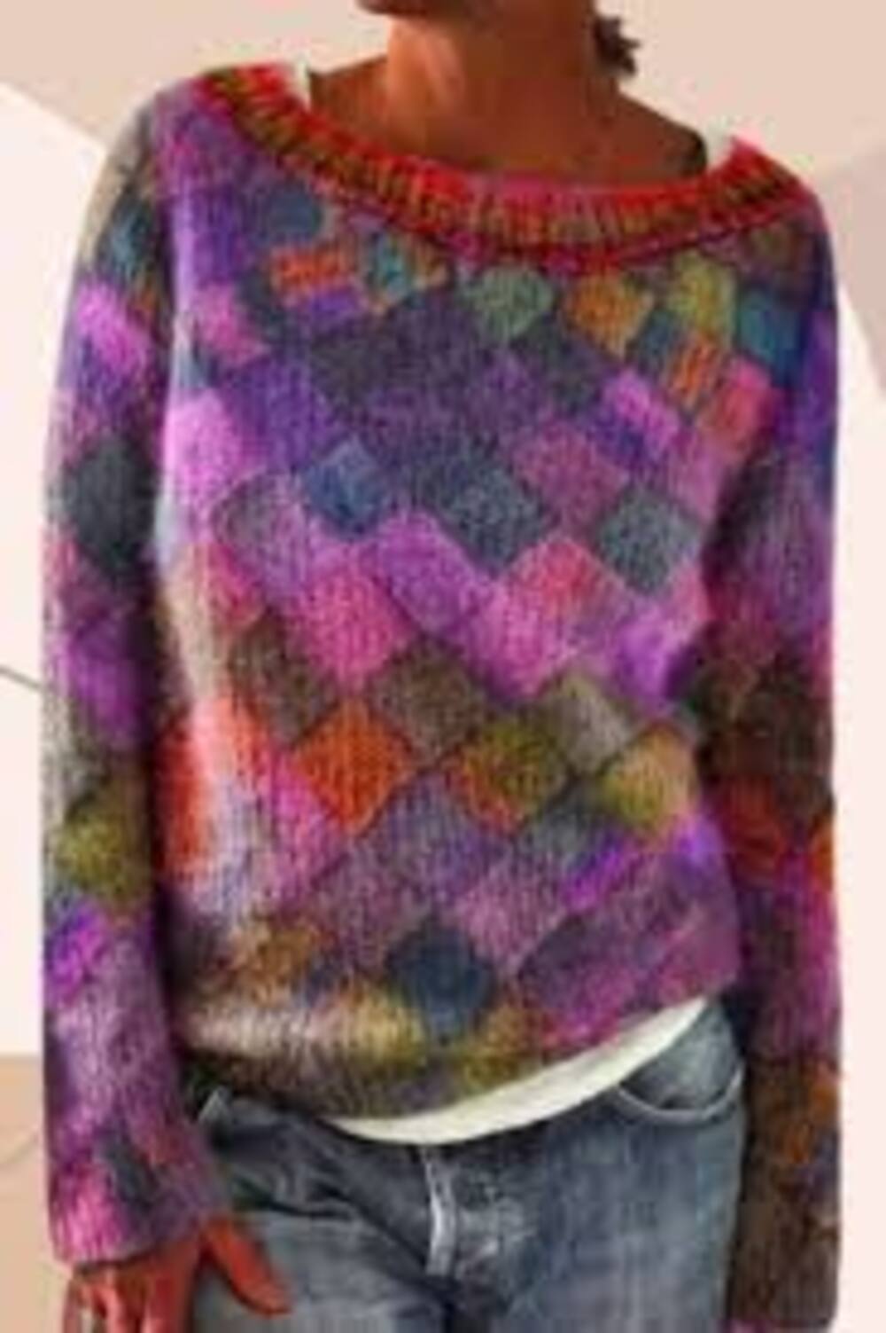 Azalea - Oversized Argyle Sweater