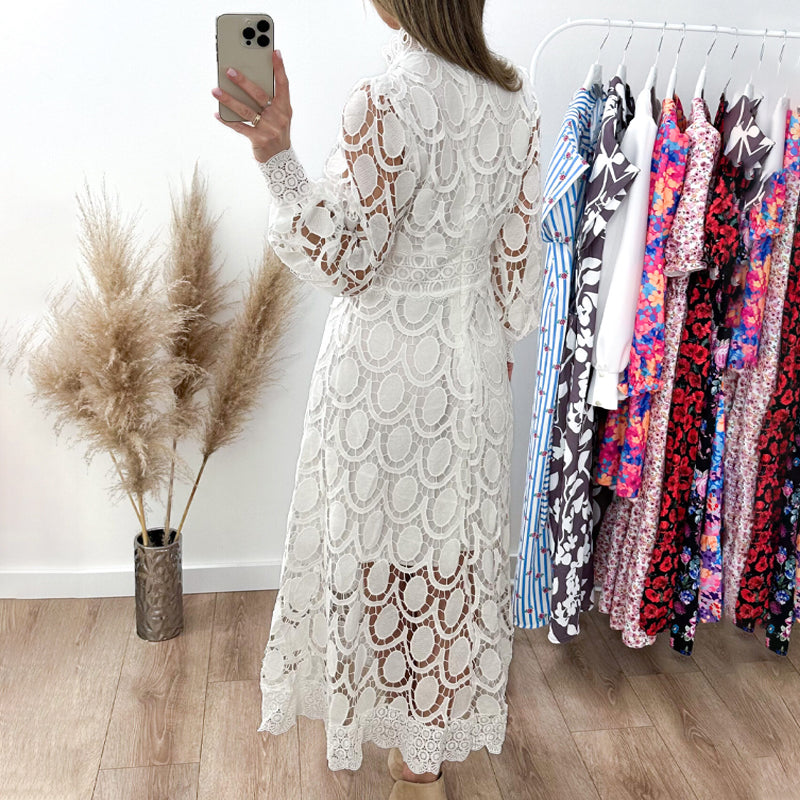 Nila - Long Lace Dress in French Style