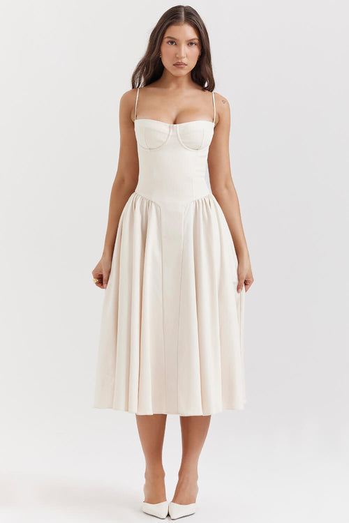 Brisa - Ballerina Twill Corset Midi Dress