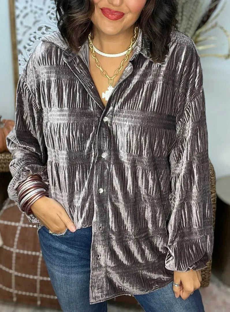 Charlotte - Embrace Elegance with Our Velvet Ruched Blouse