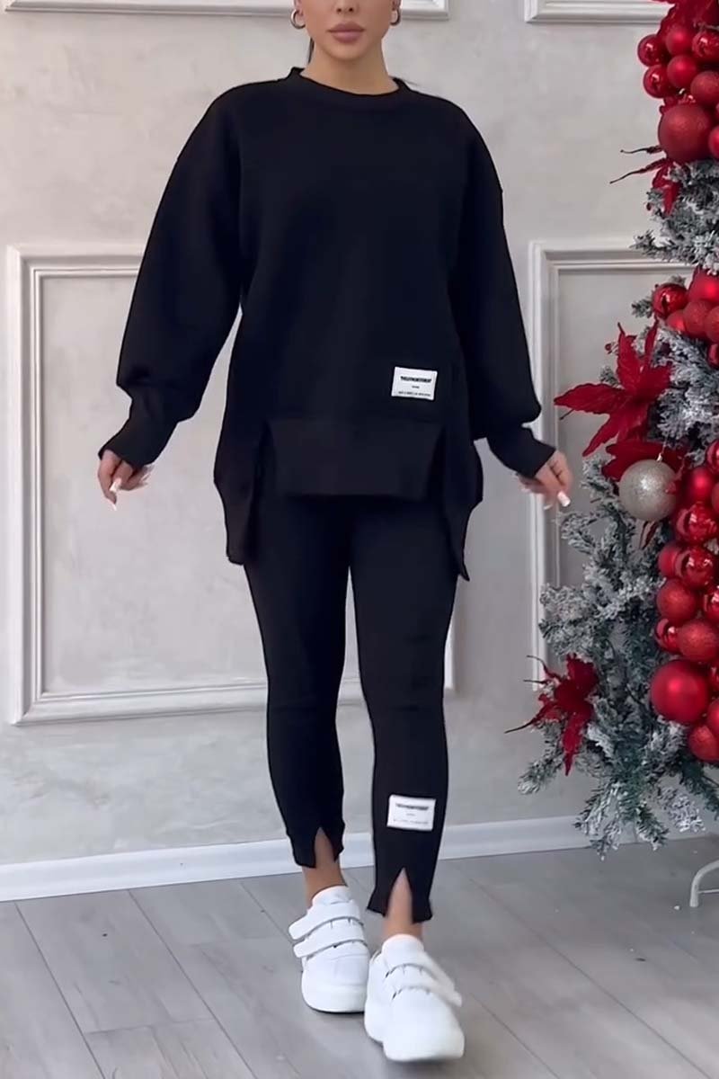 Jessica - Sweatshirt and leggings set with slit at the hem
