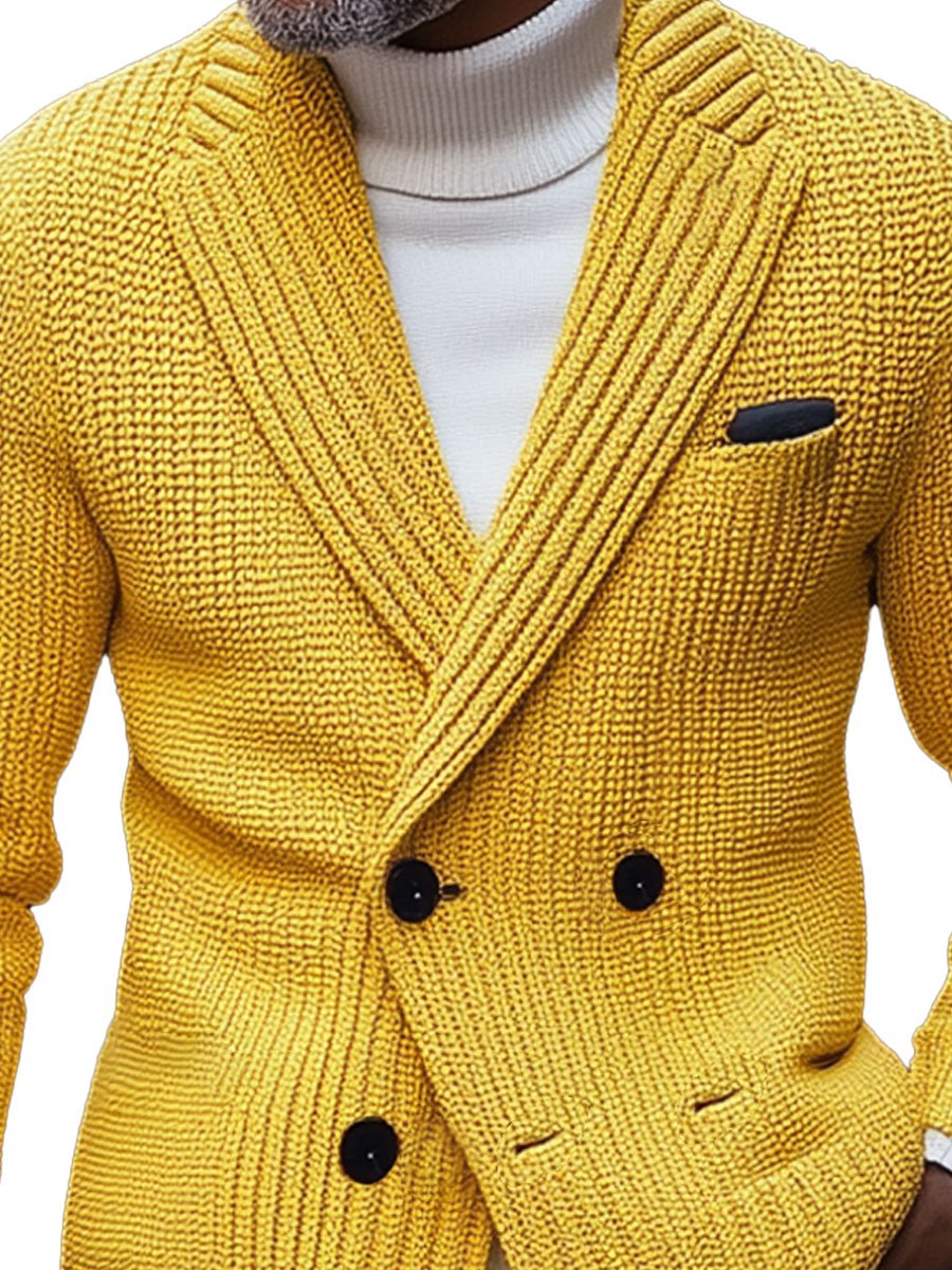 Albus - Men's Lapel Double-Breasted Knitted Cardigan Blazer
