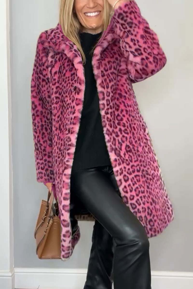Agnes - Long Coat with Leopard Print