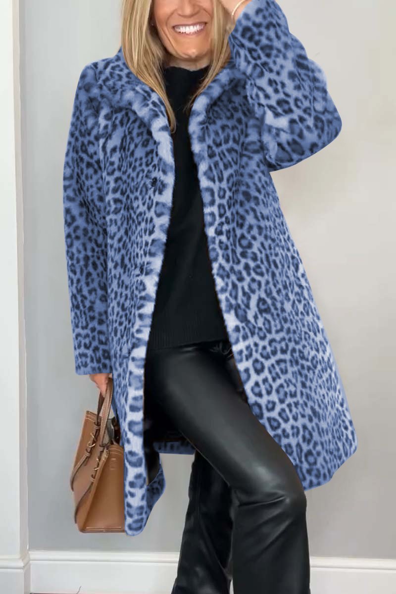 Agnes - Long Coat with Leopard Print