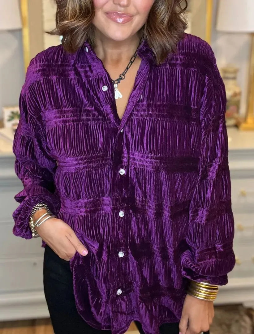 Charlotte - Embrace Elegance with Our Velvet Ruched Blouse