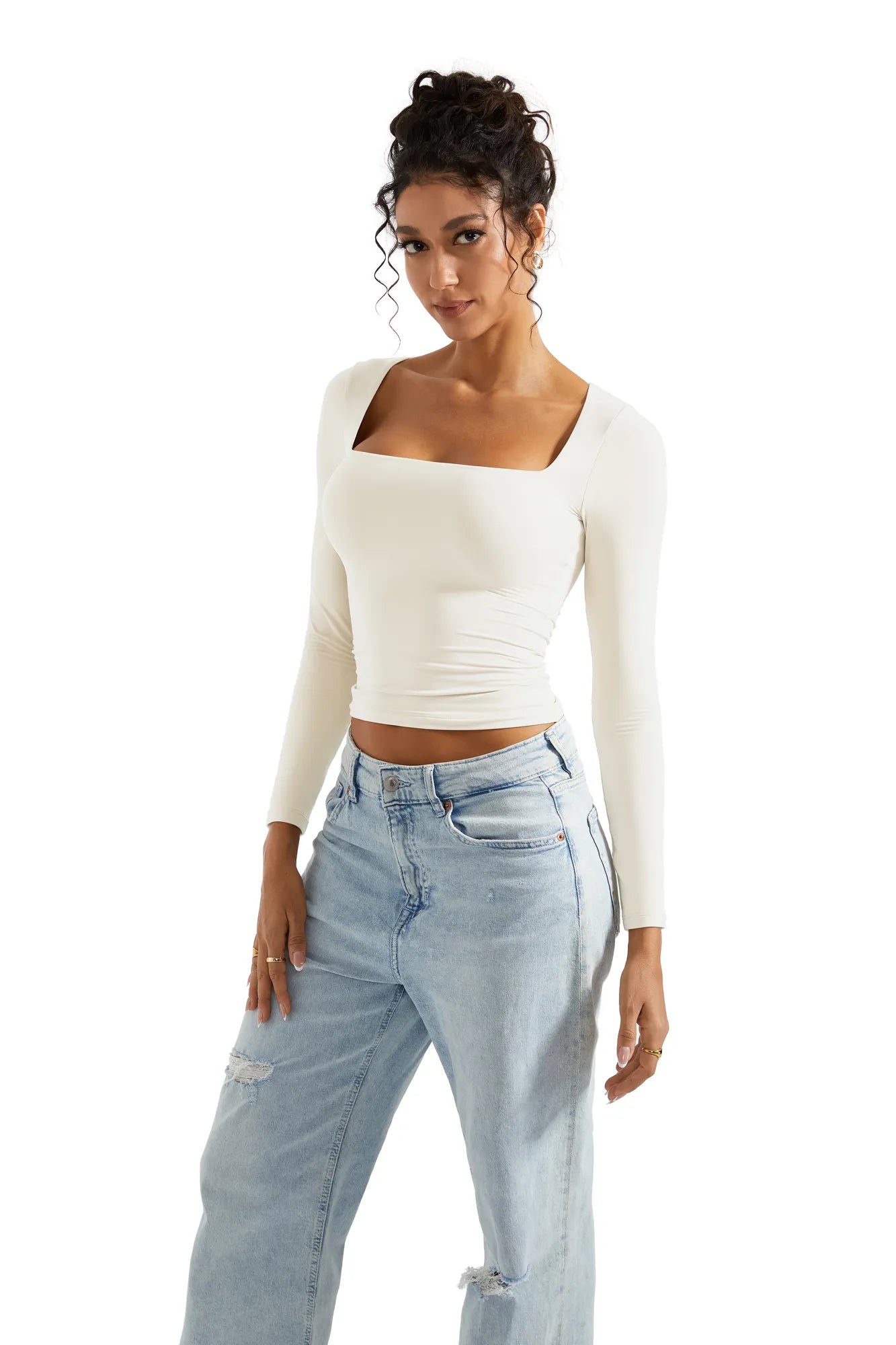 Rosalia™ - Long Sleeve Square Neck Top