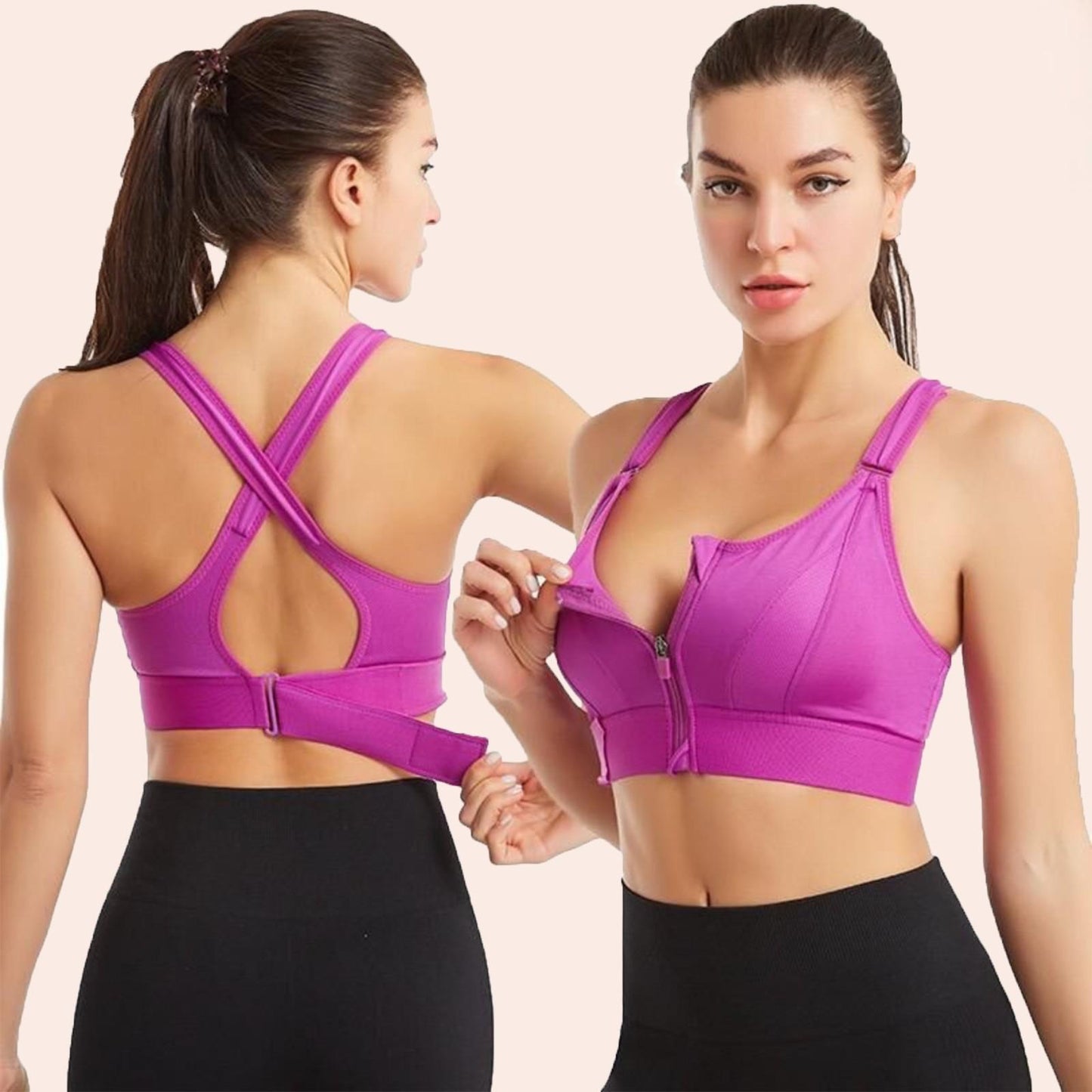 Ebba - Front-Zip Sports Bra