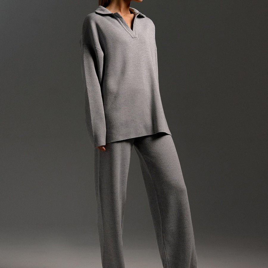 Avril - 2-Piece Set: Knitted Top and Wide-Leg Trousers