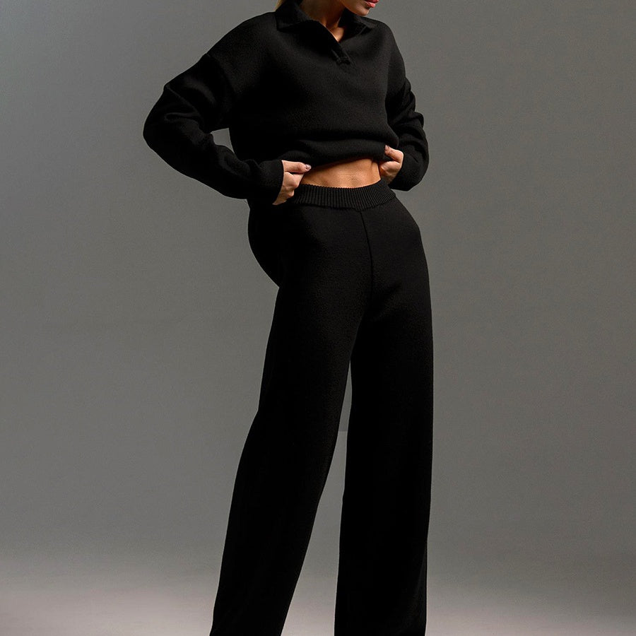 Avril - 2-Piece Set: Knitted Top and Wide-Leg Trousers
