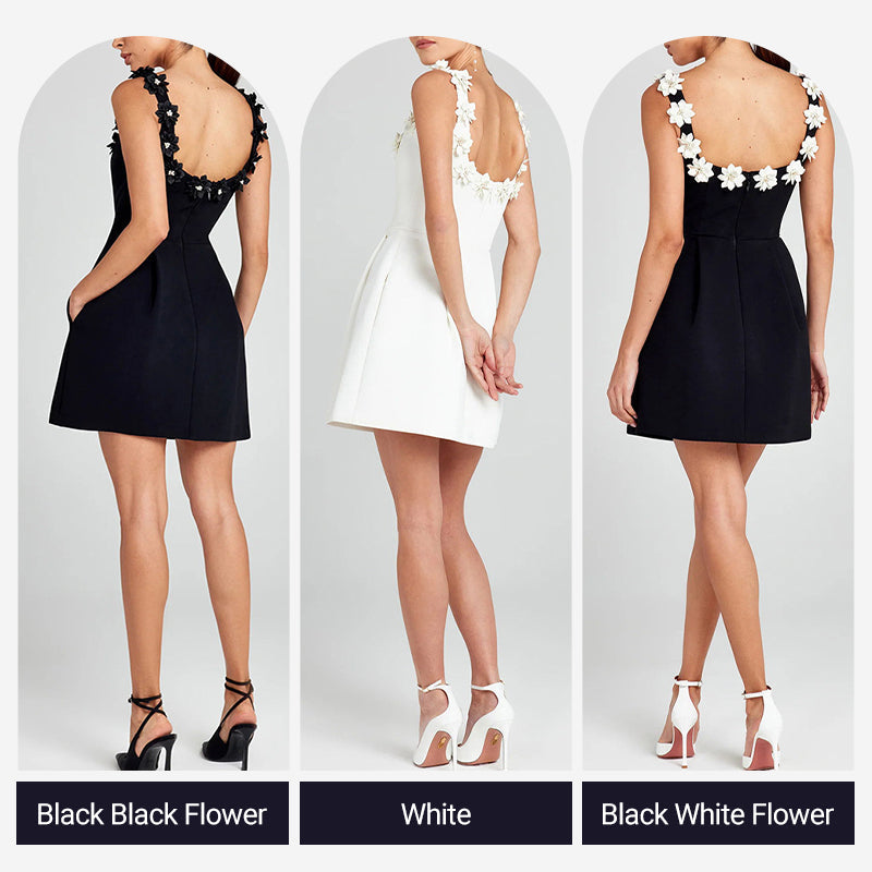 Rahel - Mini Dress with Floral Appliqués in Romantic Style