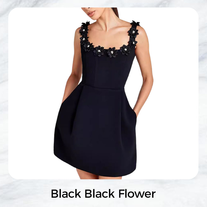 Rahel - Mini Dress with Floral Appliqués in Romantic Style